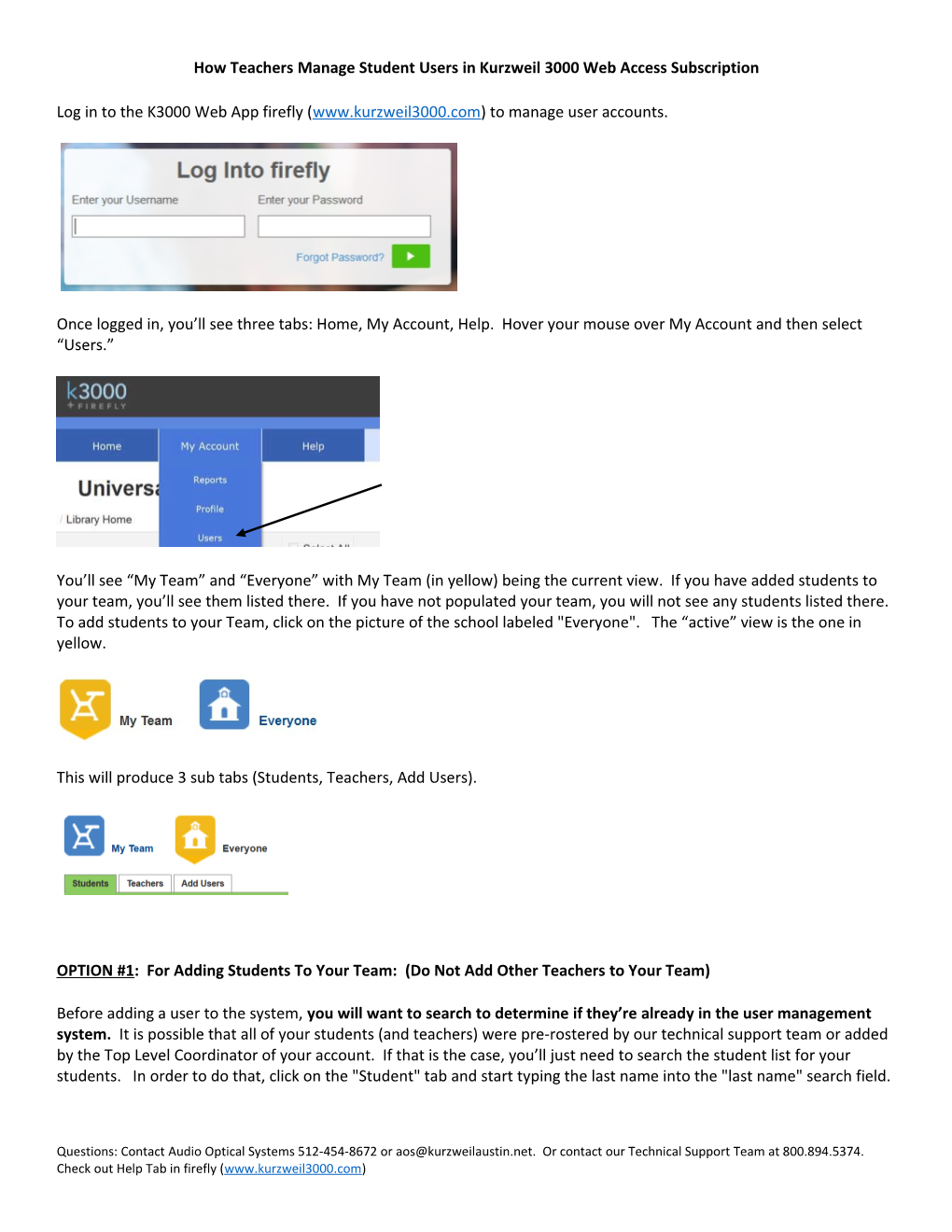 How Teachers Manage Student Users in Kurzweil 3000 Web Access Subscription