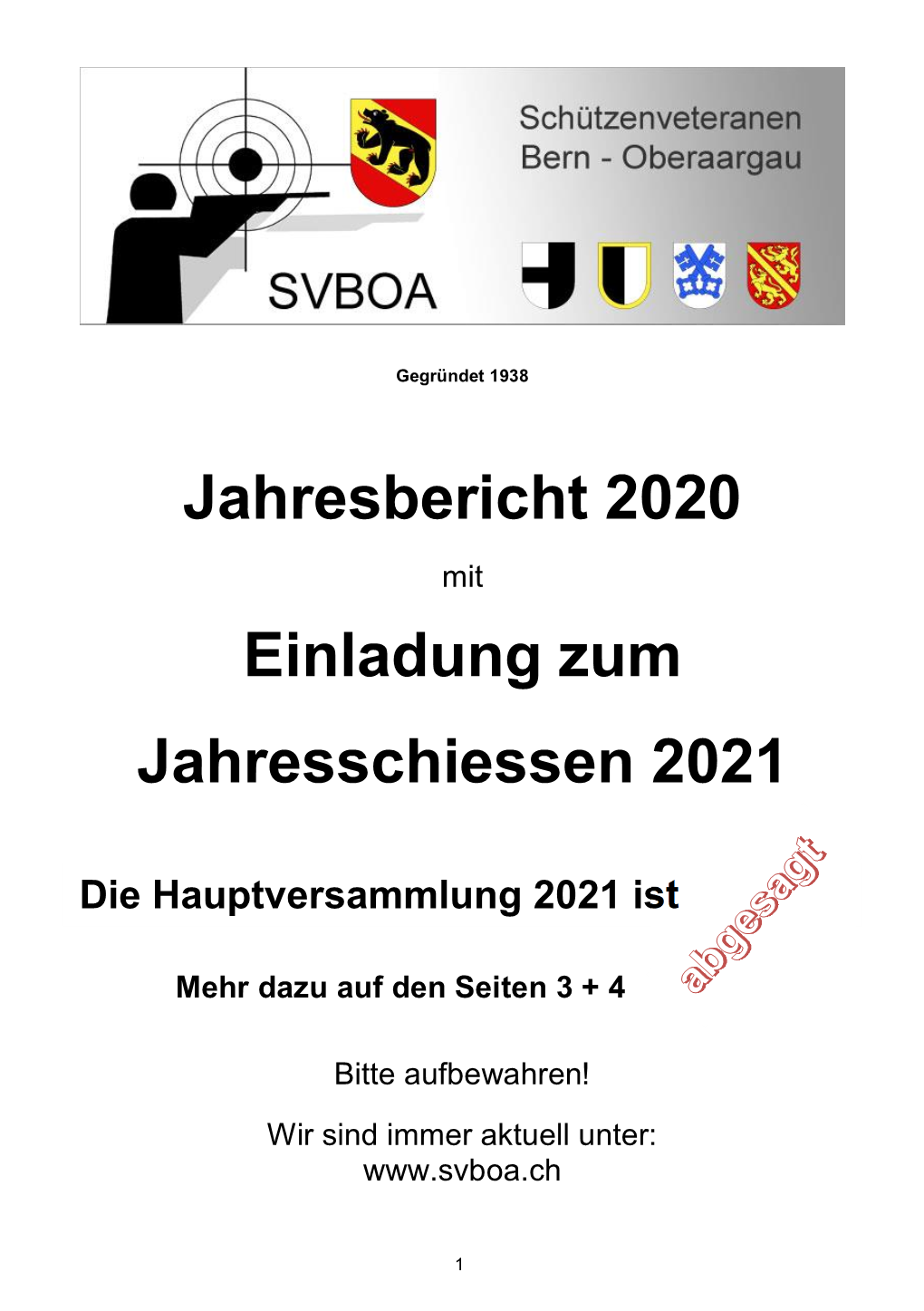 Jahresbericht 2020 Einladung Zum Jahresschiessen 2021