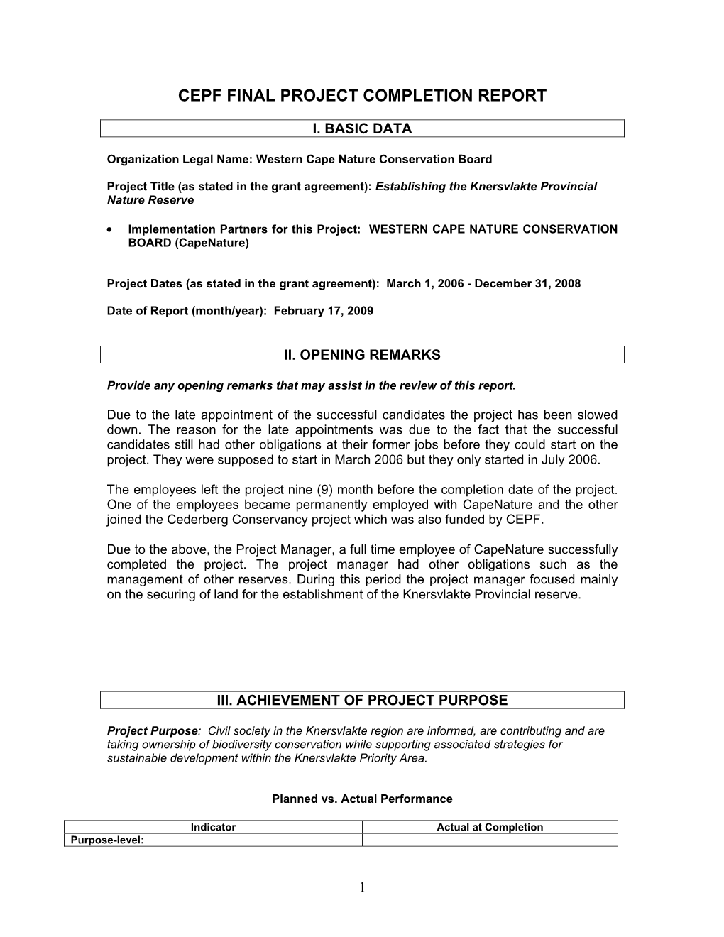 Establishing the Knersvlakte Provincial Nature Reserve