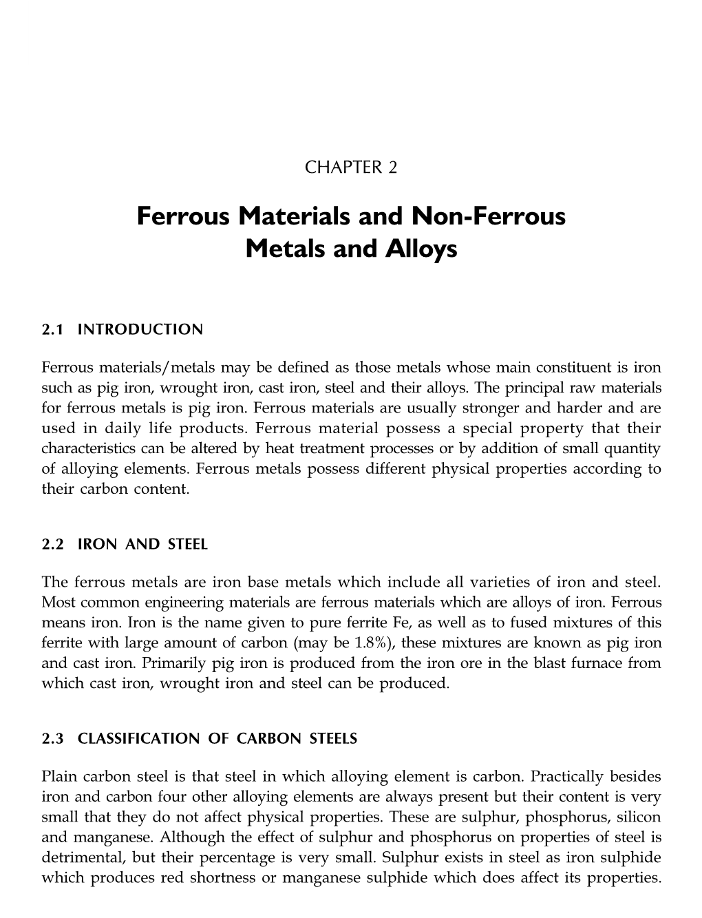 Ferrous Materials and Non-Ferrous Metals and Alloys