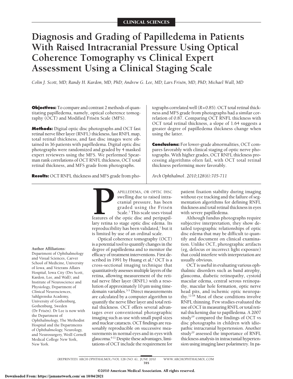 Diagnosis and Grading of Papilledema in Patients With