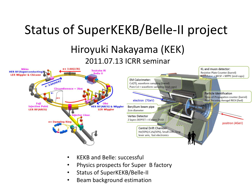 Status of Superkekb/Belle-II Project Hiroyuki Nakayama (KEK) 2011.07.13 ICRR Seminar