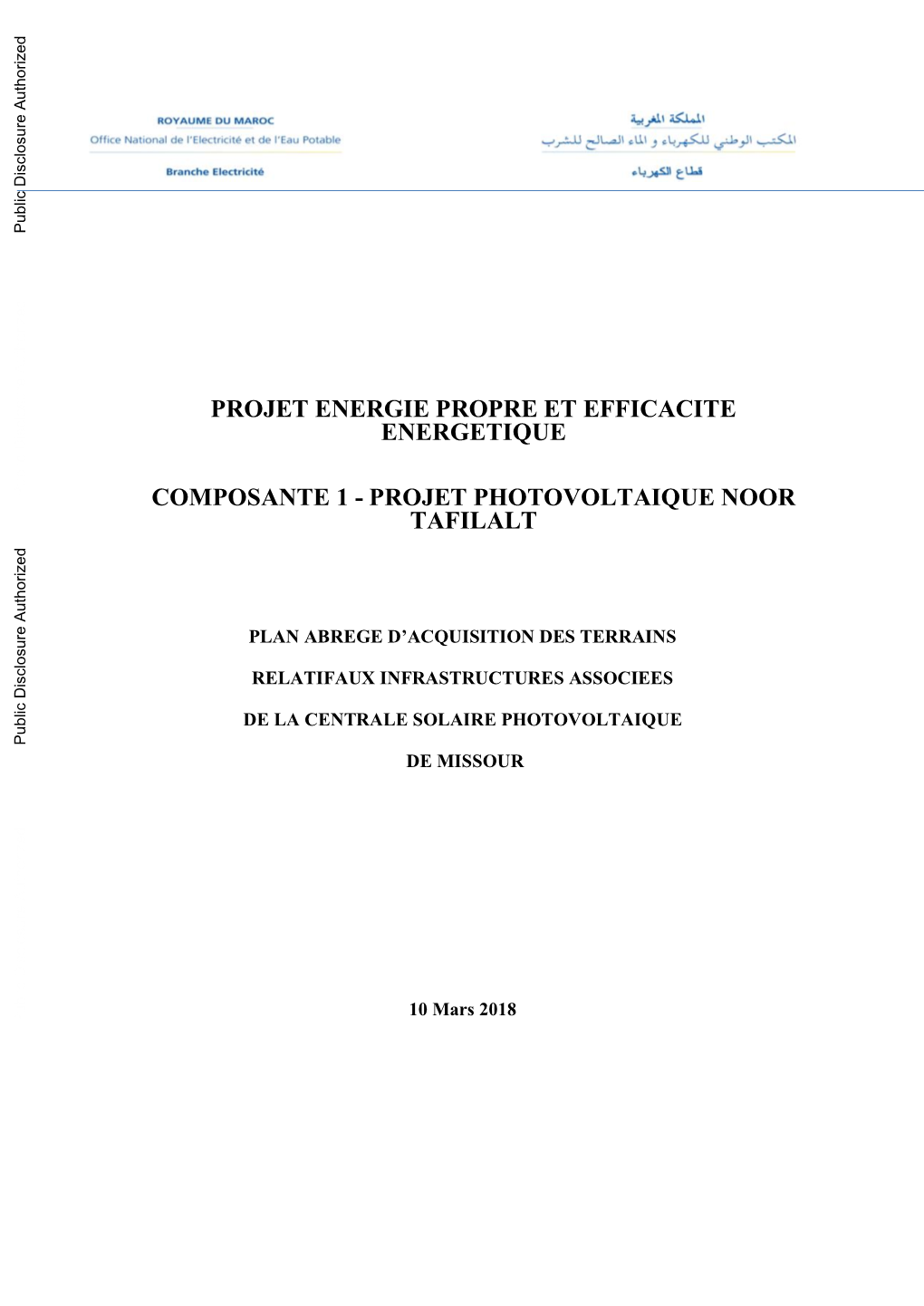 Projet Photovoltaique Noor Tafilalt
