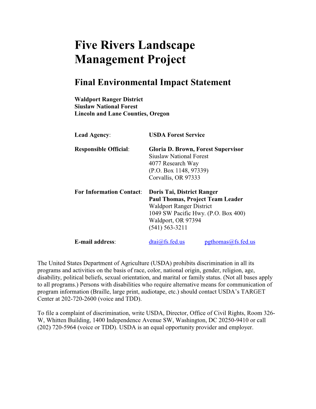 Five Rivers Landscape Management Project