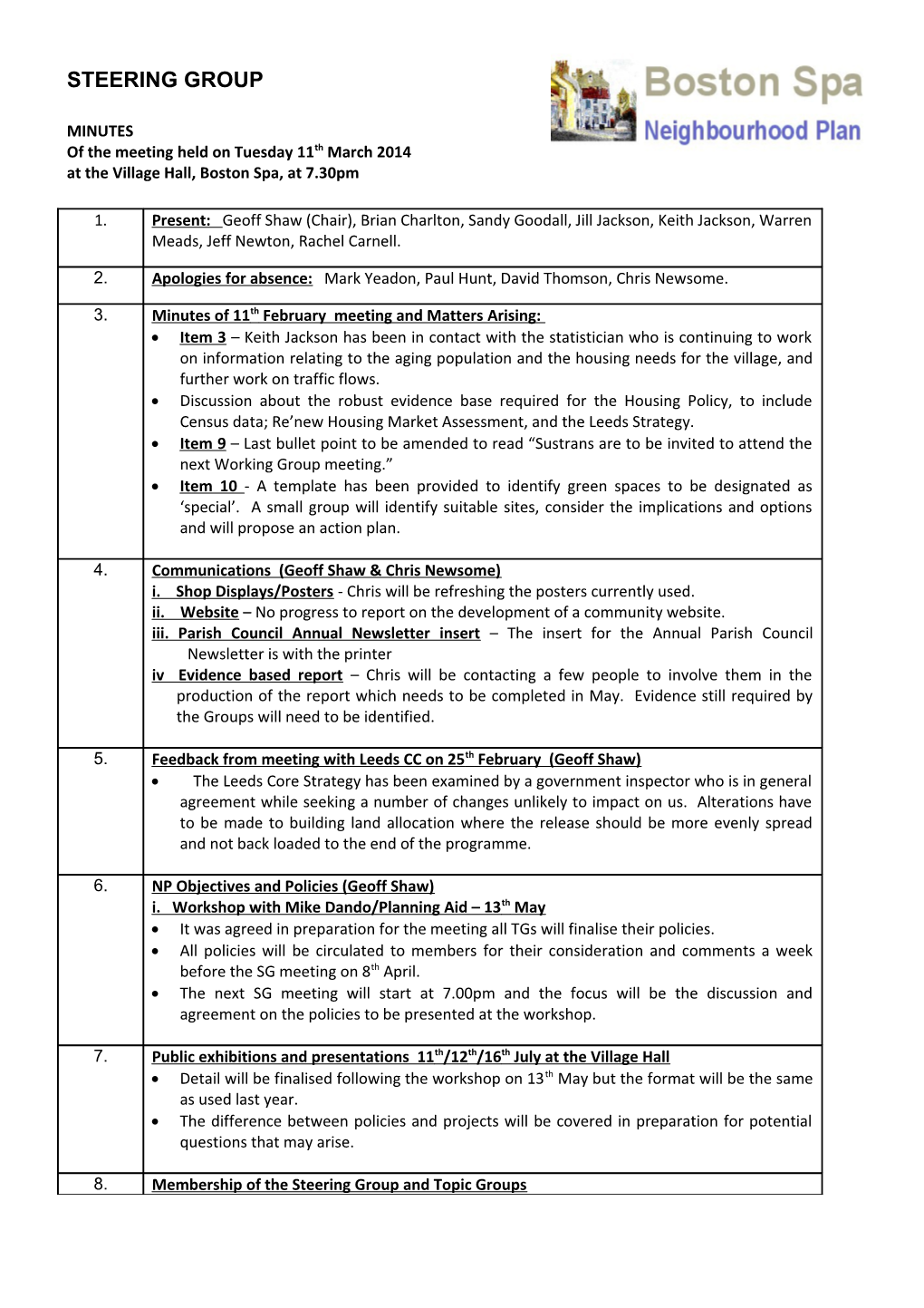 Boston Spa Neighbourhood Plan Steering Group