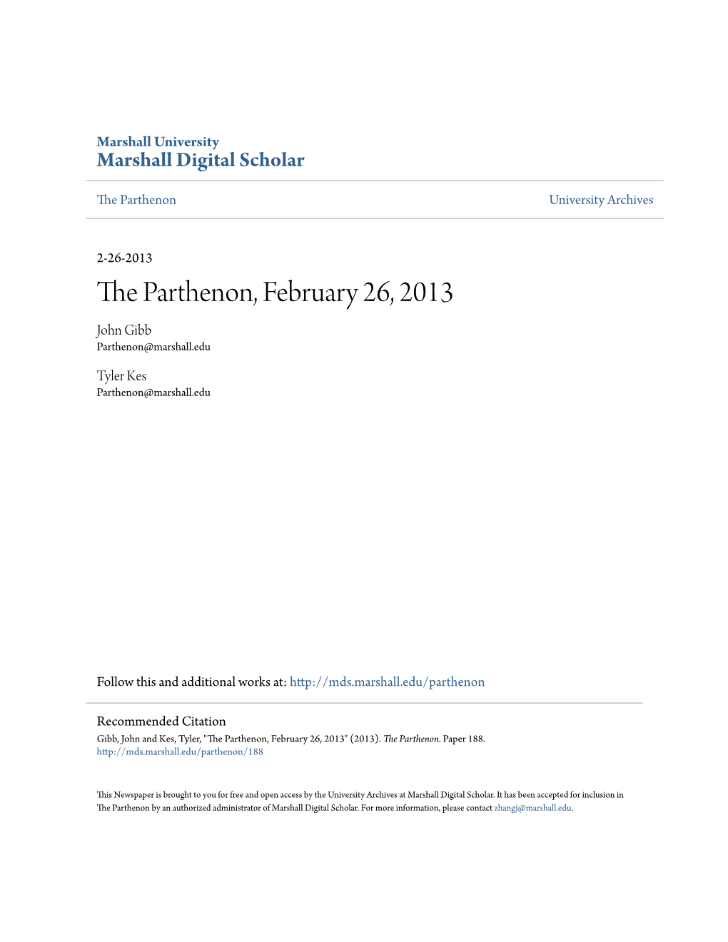 The Parthenon, February 26, 2013