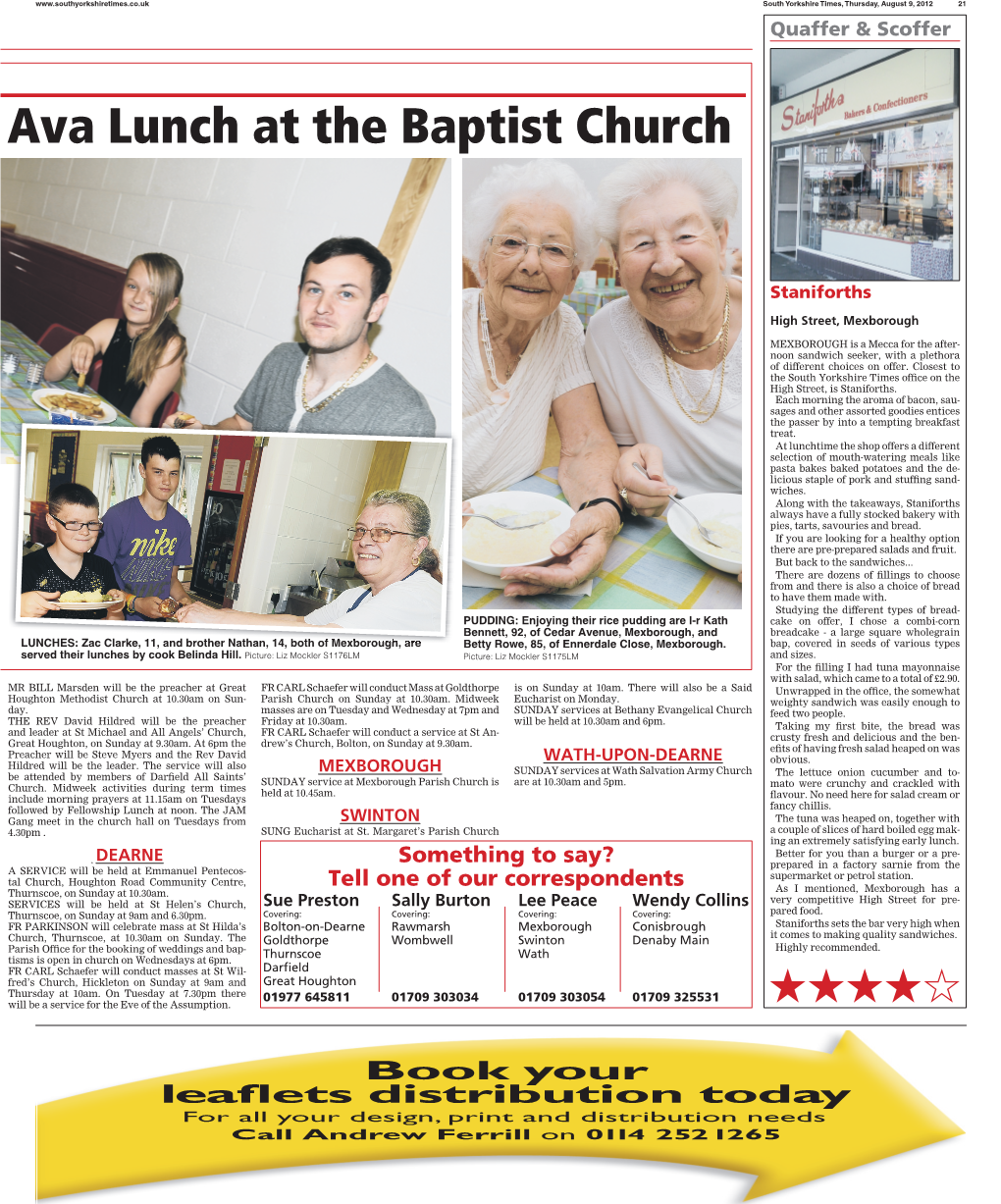 Ava Lunch at the Baptist Church