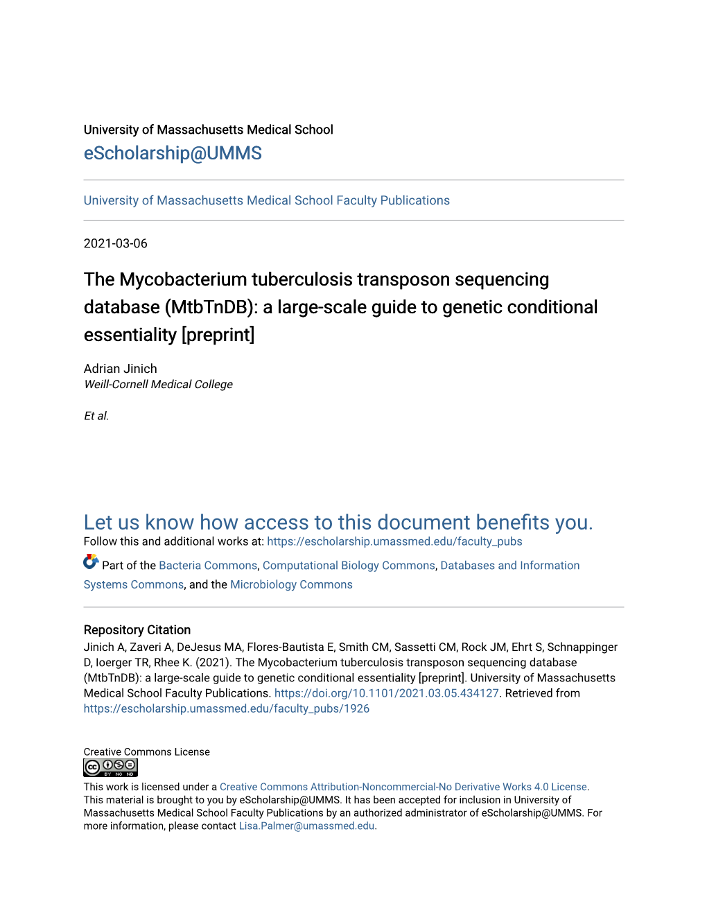 The Mycobacterium Tuberculosis Transposon Sequencing Database (Mtbtndb): a Large-Scale Guide to Genetic Conditional Essentiality [Preprint]