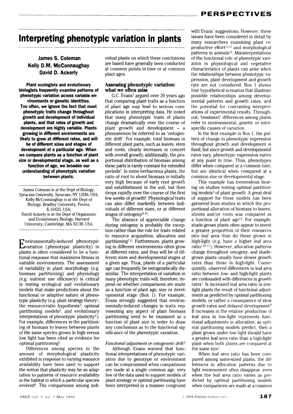 Interpreting Phenotypic Variation in Plants