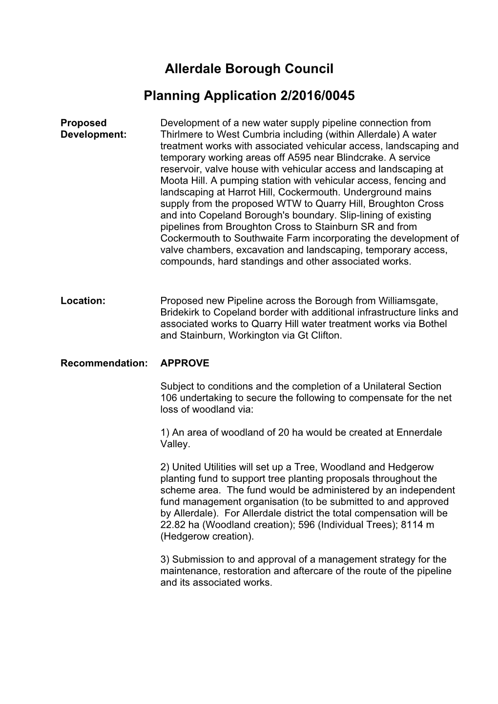 Allerdale Borough Council Planning Application 2/2016/0045