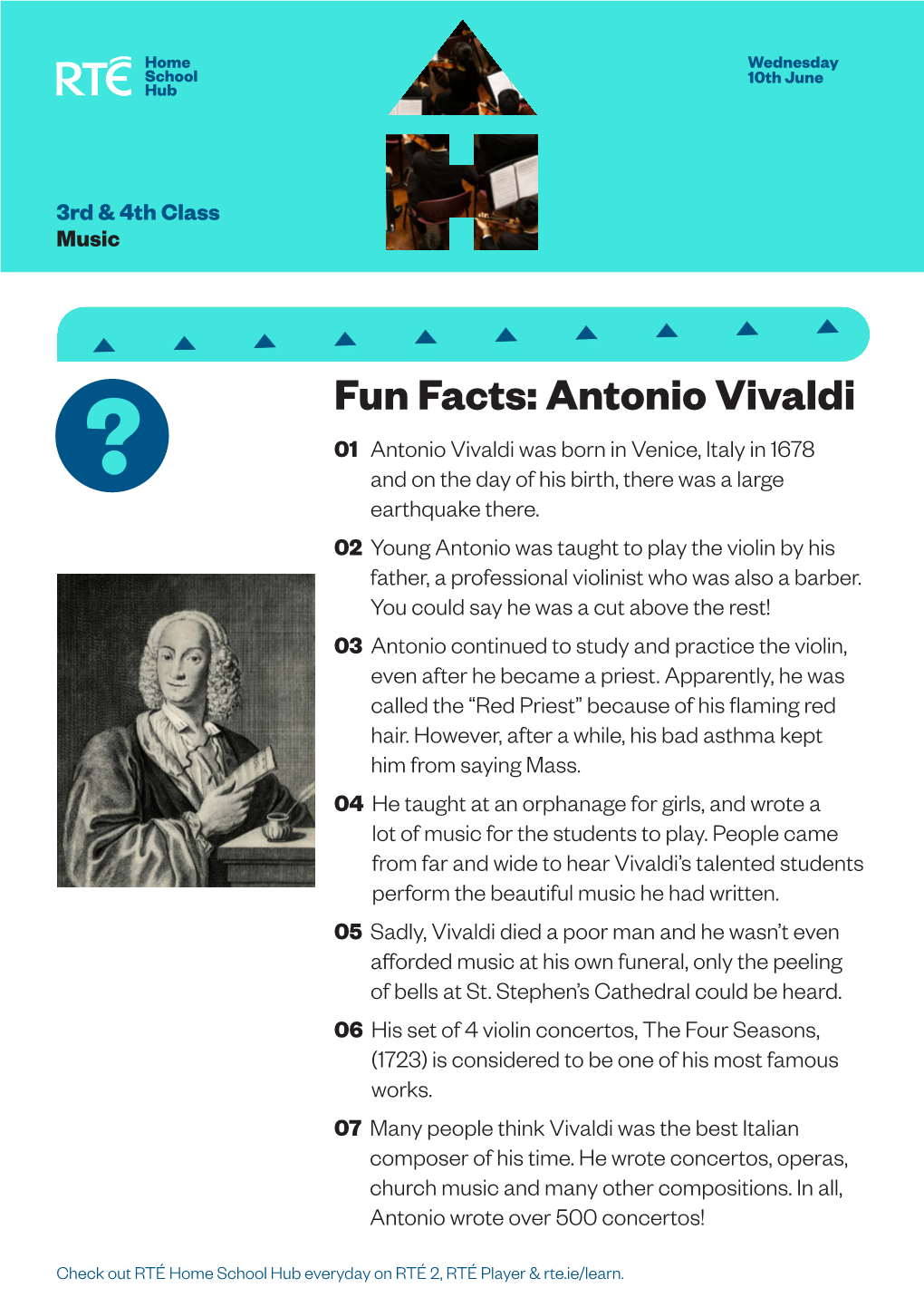 Antonio Vivaldi 01 Antonio Vivaldi Was Born in Venice, Italy in 1678 and on the Day of His Birth, There Was a Large Earthquake There