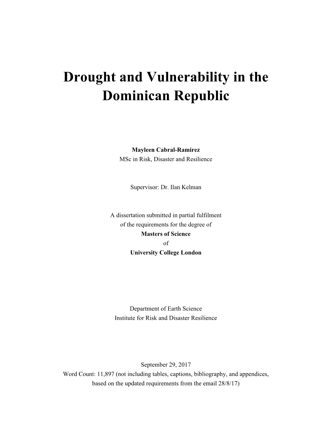 Drought and Vulnerability in the Dominican Republic