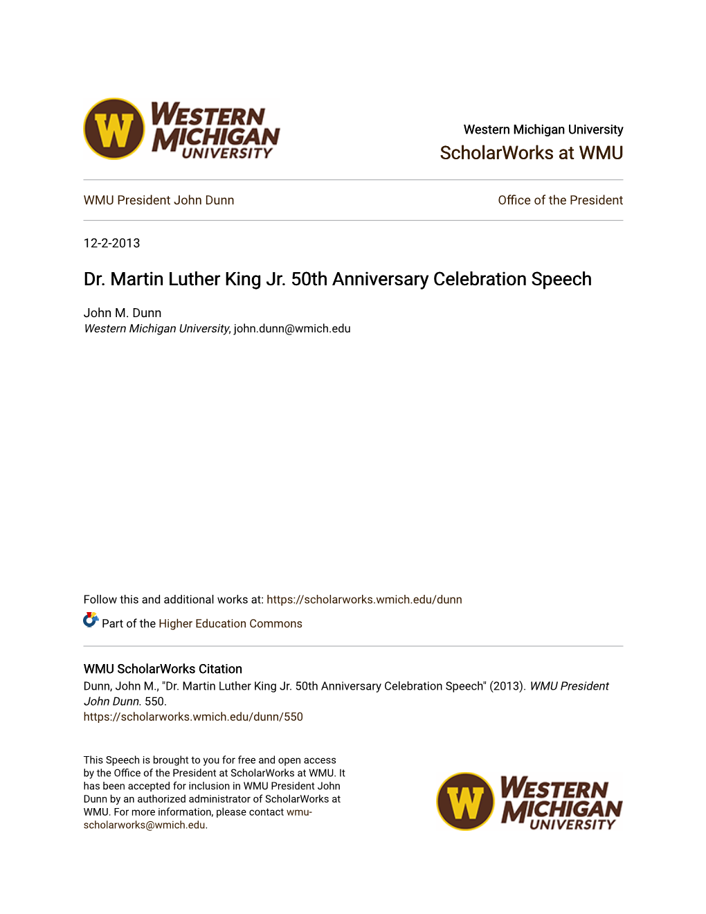 Dr. Martin Luther King Jr. 50Th Anniversary Celebration Speech