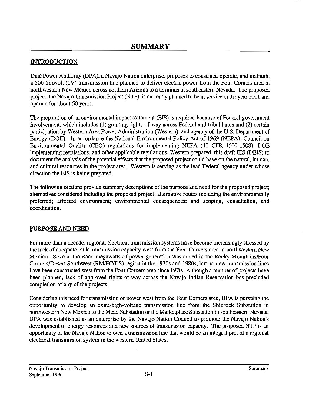 Navajo Transmission Project Draft Environmental Impact Statement