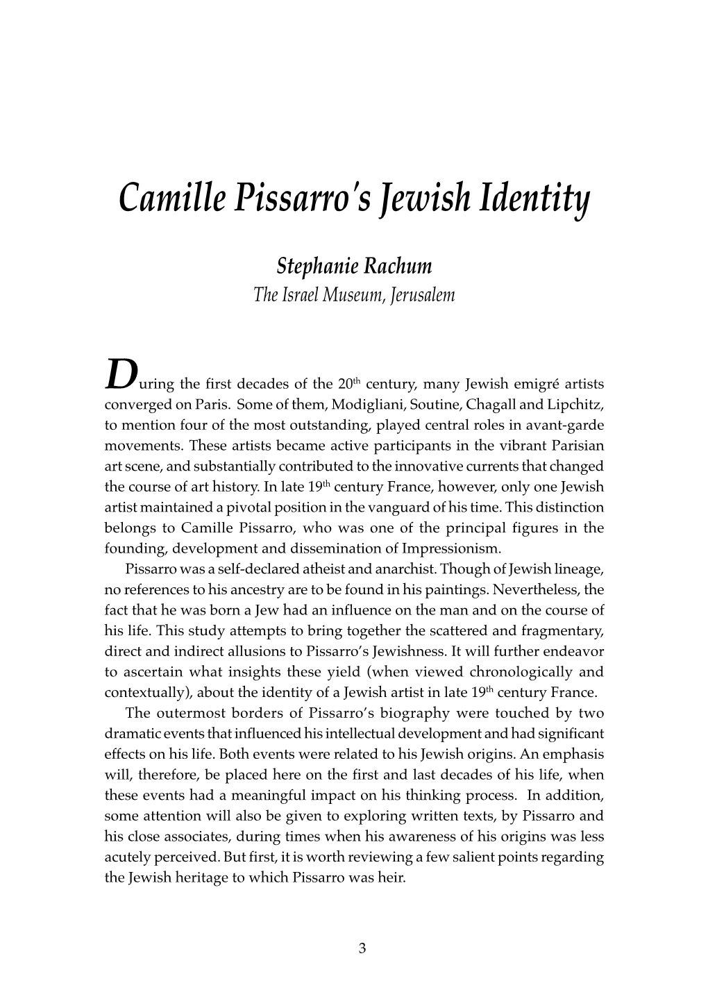 Camille Pissarro's Jewish Identity