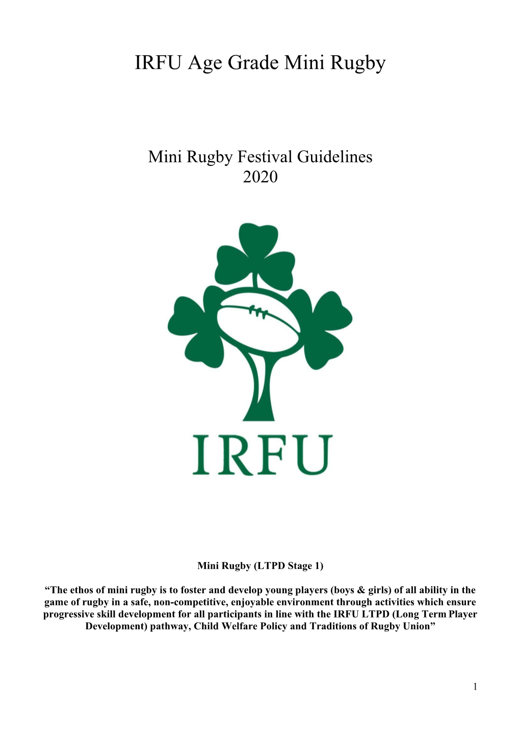 Mini Rugby Festival Guidelines 2020-2021