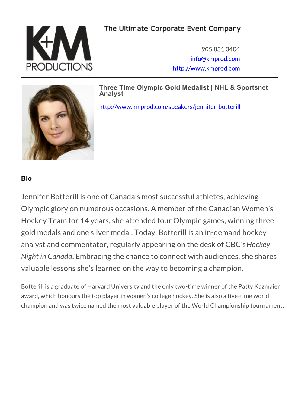 Speaker Jennifer Botterill | 3 Time Olympic Gold Medalist Womens Hockey