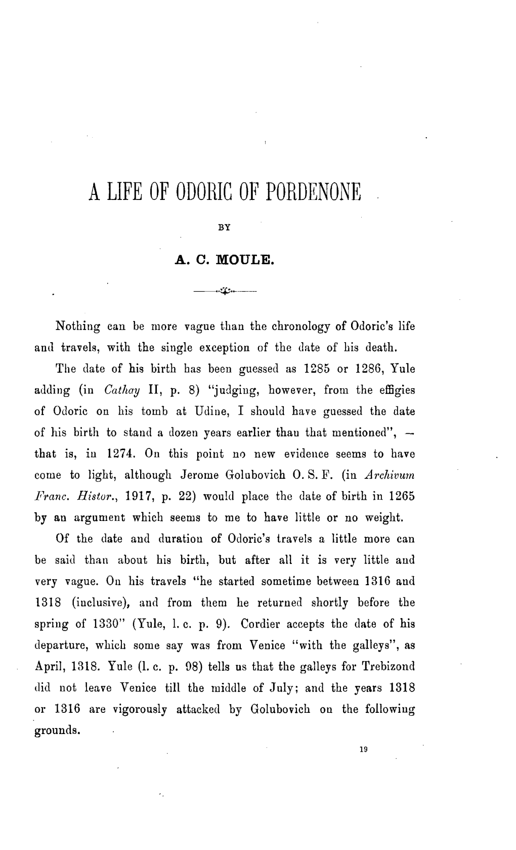 A Life of Odoric of Pordenone by A. C