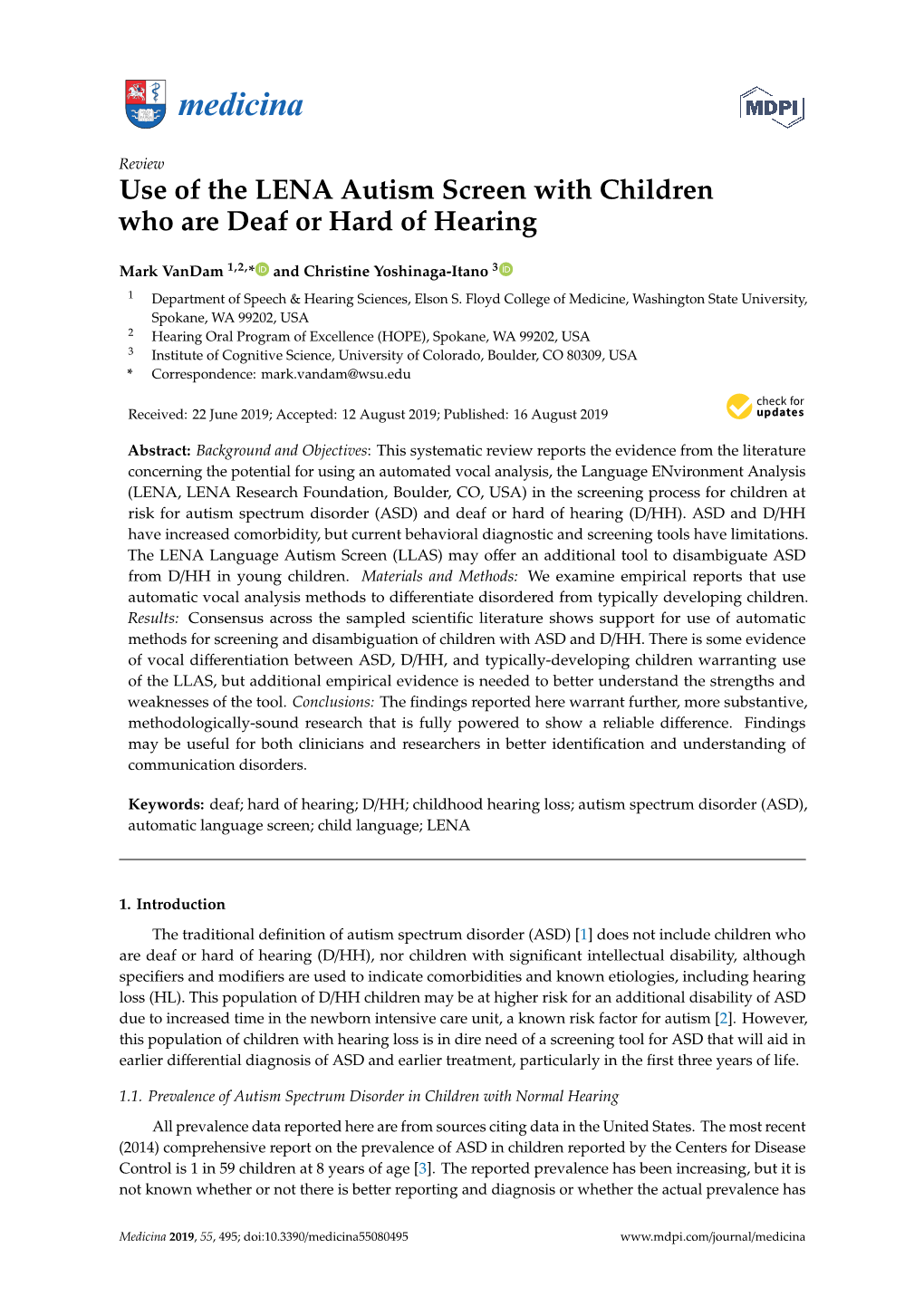 Use of the LENA Autism Screen with Children Who Are Deaf Or Hard of Hearing