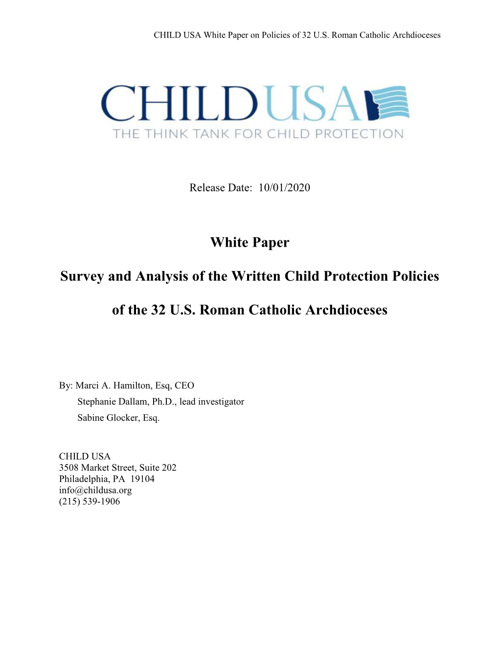 White Paper Survey and Analysis of the Written Child Protection Policies of the 32 U.S