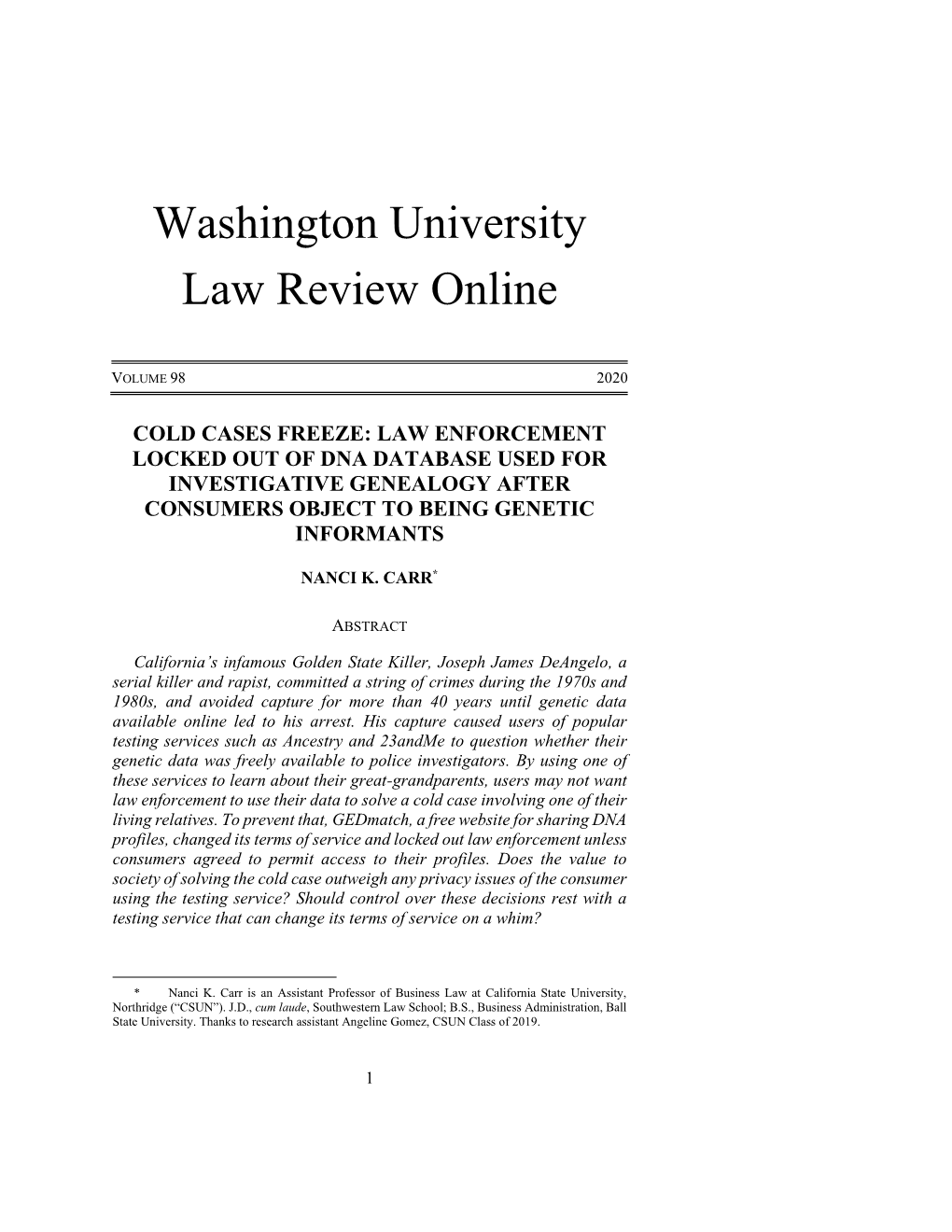 Washington University Law Review Online