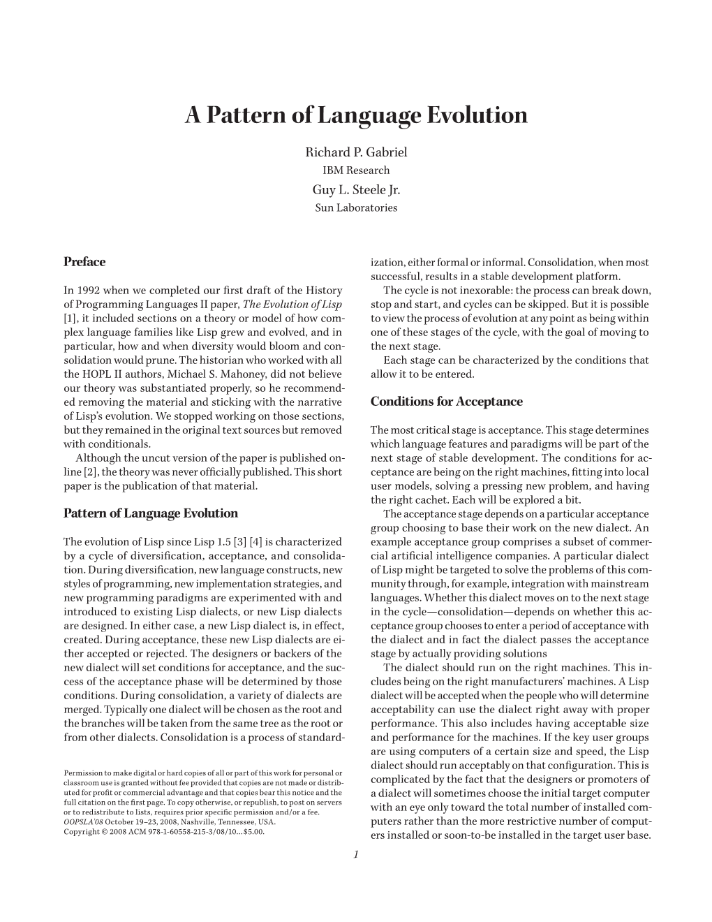 A Pattern of Language Evolution