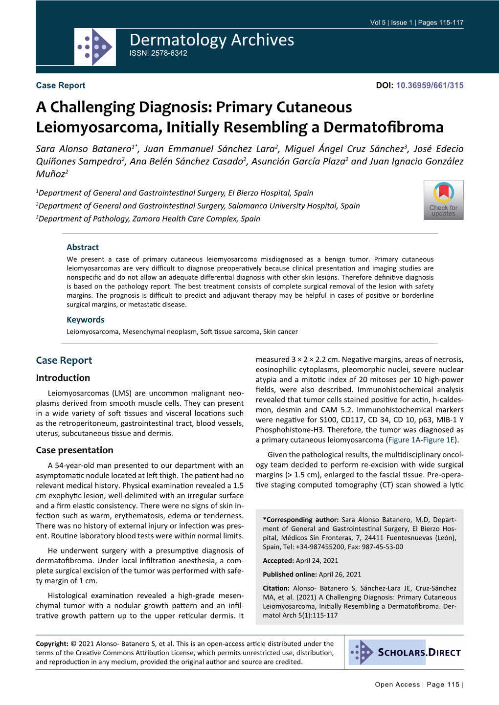 A Challenging Diagnosis: Primary Cutaneous Leiomyosarcoma