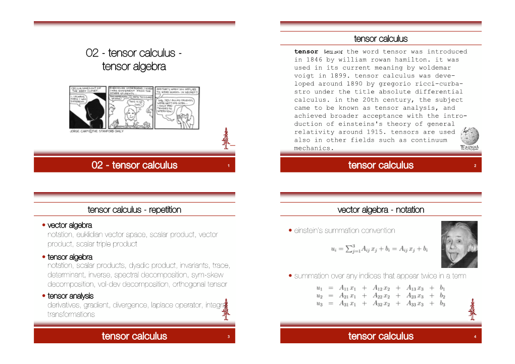 02 - Tensor Calculus - Tensor the Word Tensor Was Introduced in 1846 by William Rowan Hamilton