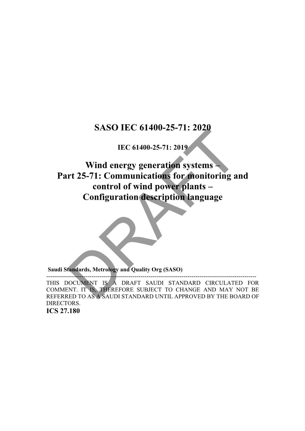 SASO IEC 61400-25-71: 2020 Wind Energy Generation Systems