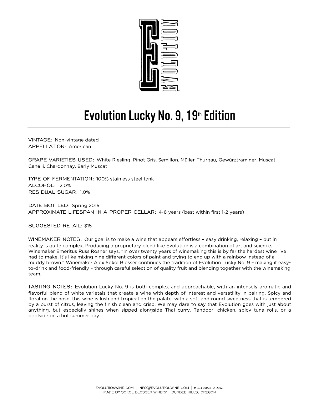 Evolution Lucky No. 9, 19Th Edition