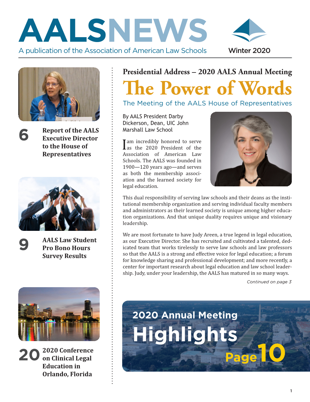 Aalsnews a Publication of the Association of American Law Schools Winter 2020