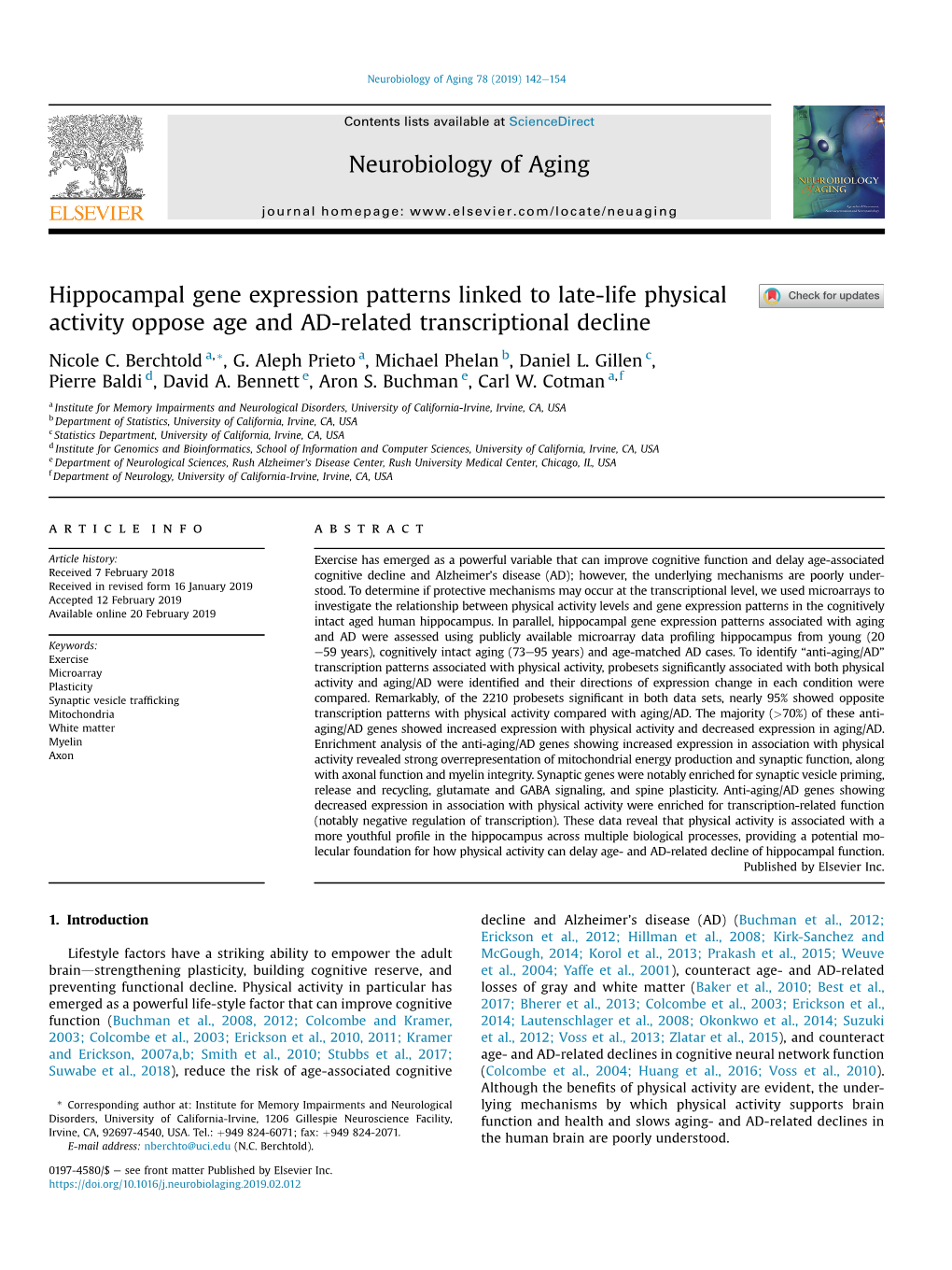 Hippocampal Gene Expression Patterns Linked to Late-Life Physical Activity Oppose Age and AD-Related Transcriptional Decline