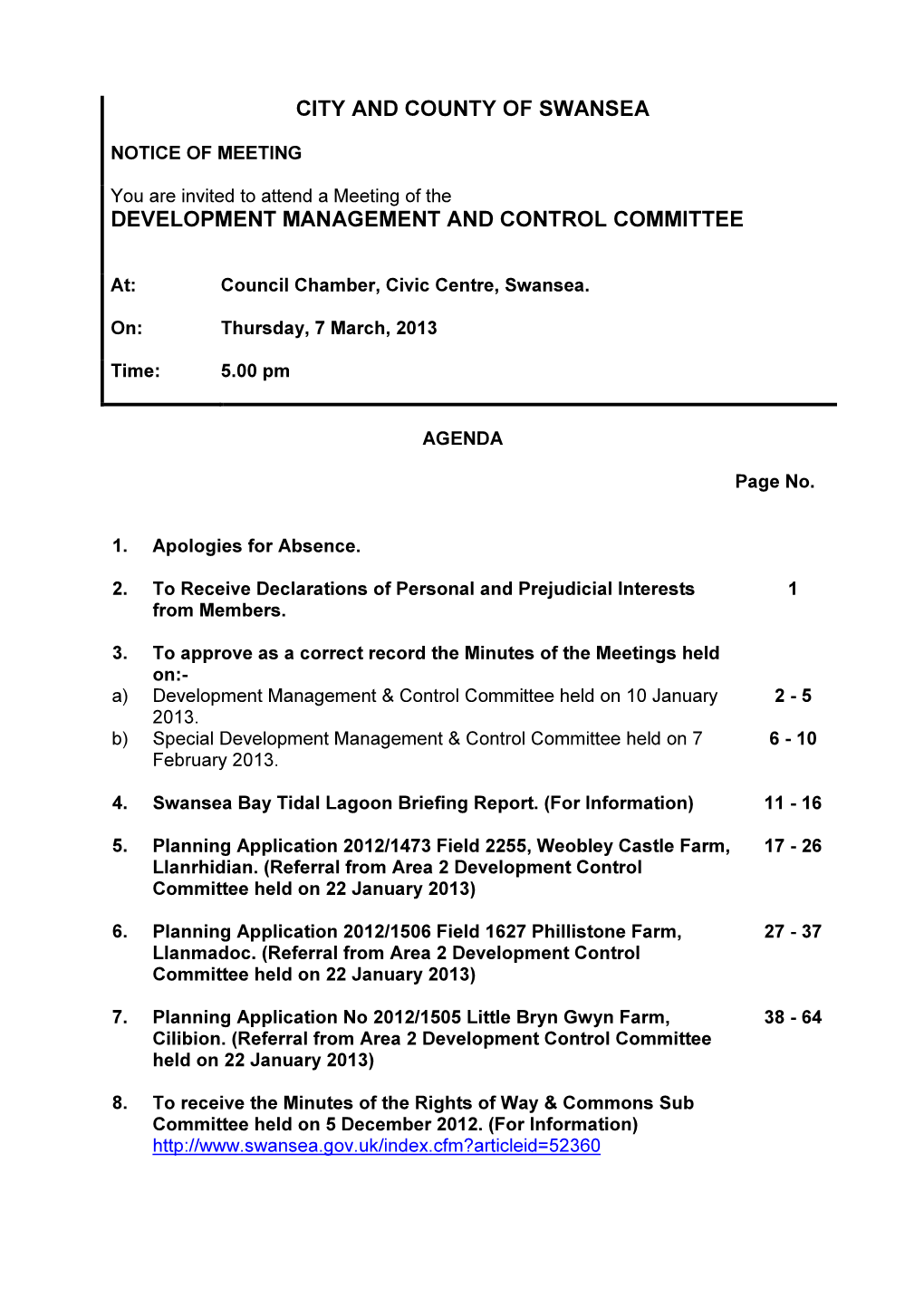 City and County of Swansea Development Management