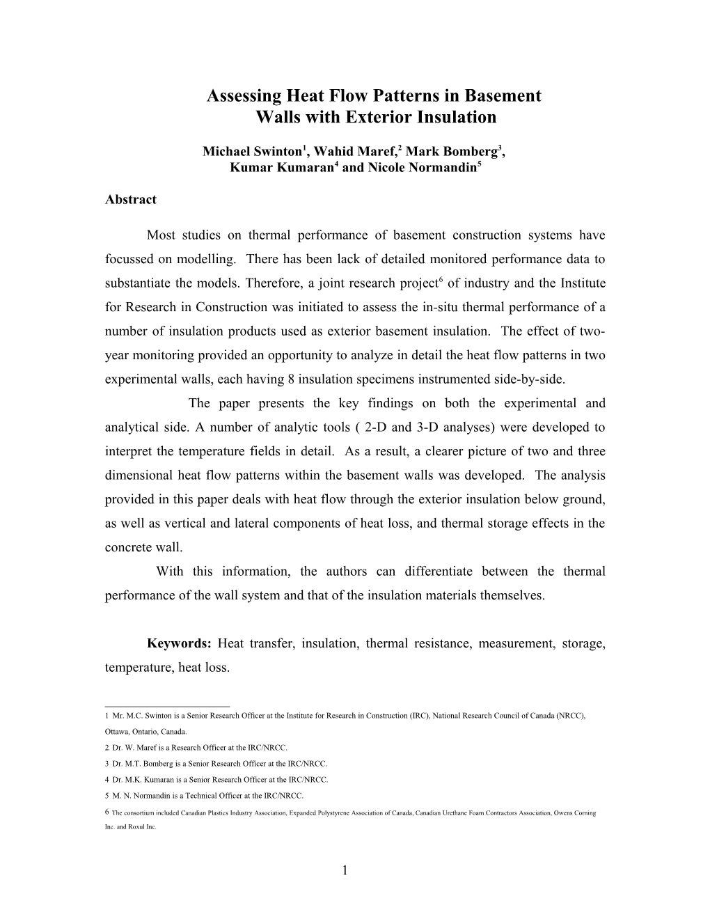 In-Situ Performance Evaluation of Spray Polyurethane Foam in the Exterior Insulation Basement