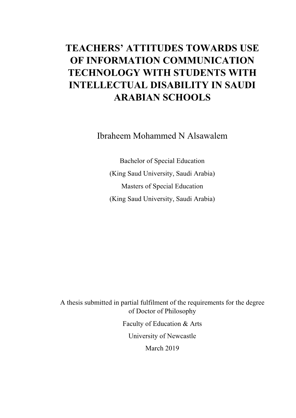 Teachers' Attitudes Towards Use of Information Communication