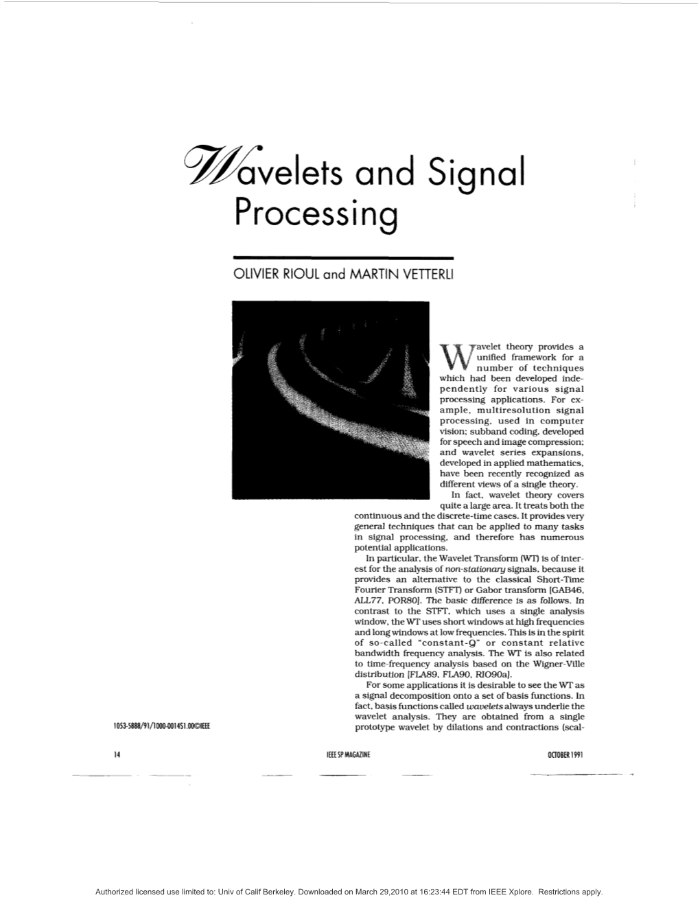 Wavelets and Signal Processing