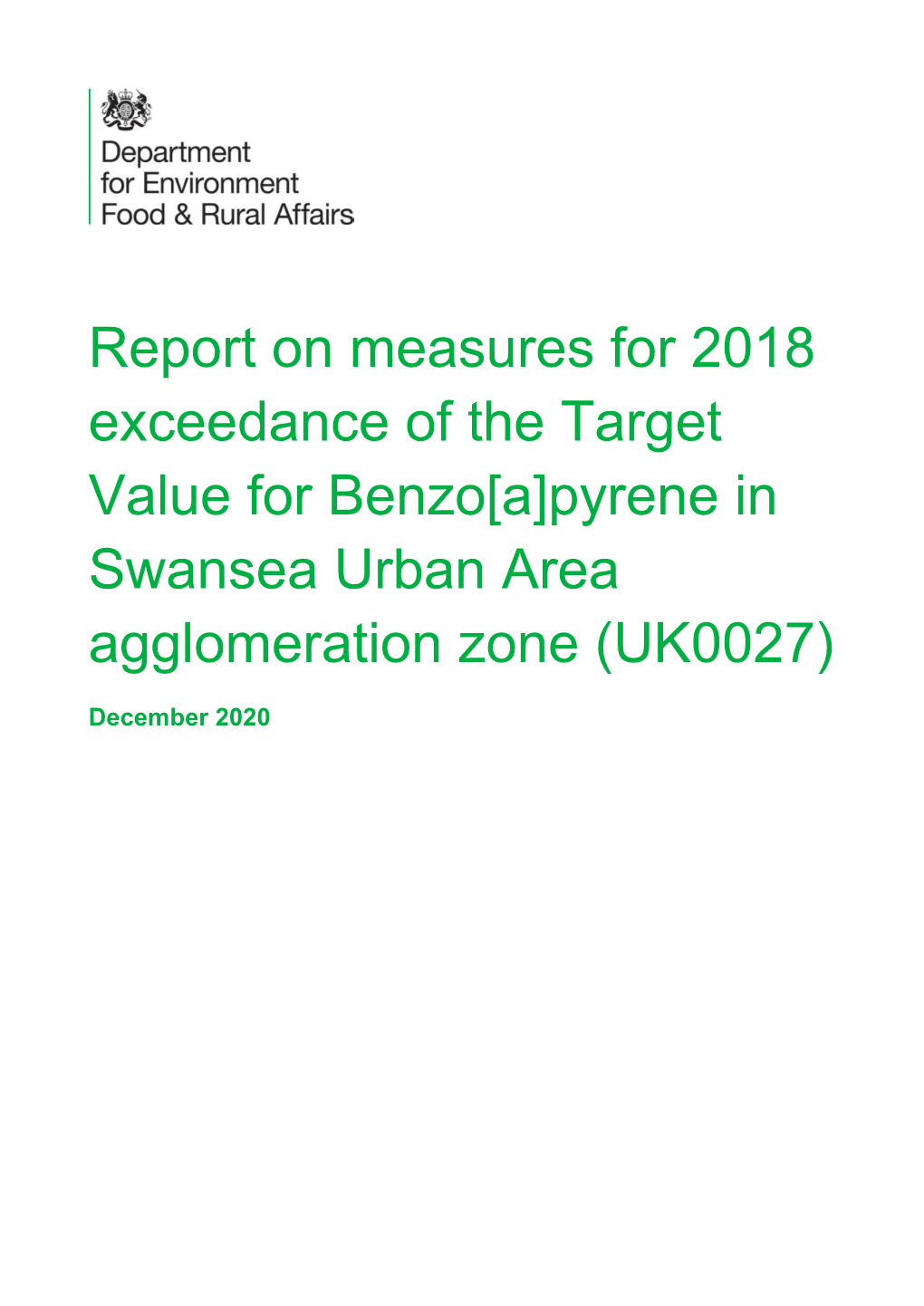 Pyrene in Swansea Urban Area Agglomeration Zone (UK0027)