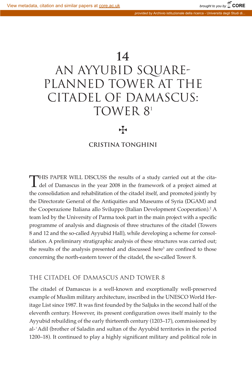 14 an Ayyubid Square- Planned Tower at the Citadel of Damascus: Tower 81 