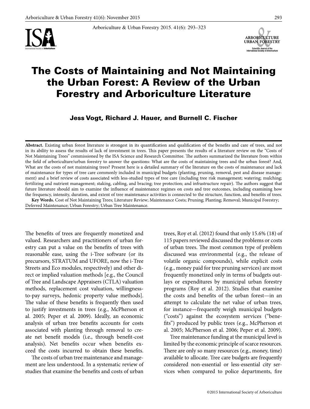 Arboriculture & Urban Forestry Article