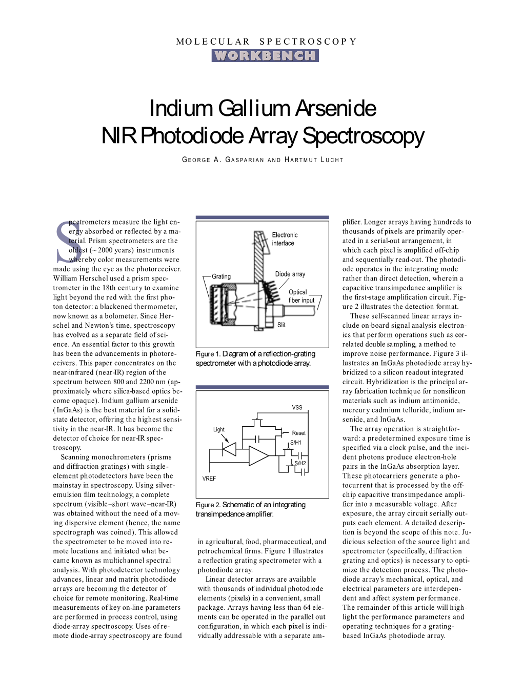 Indium Gallium Arsenide NIR Photodiode Array Spectroscopy