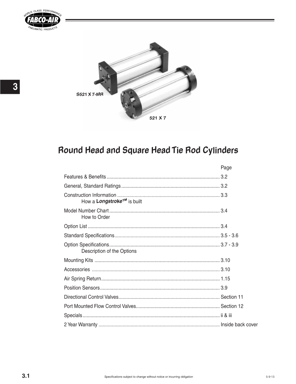 Round Head and Square Head Tie Rod Cylinders