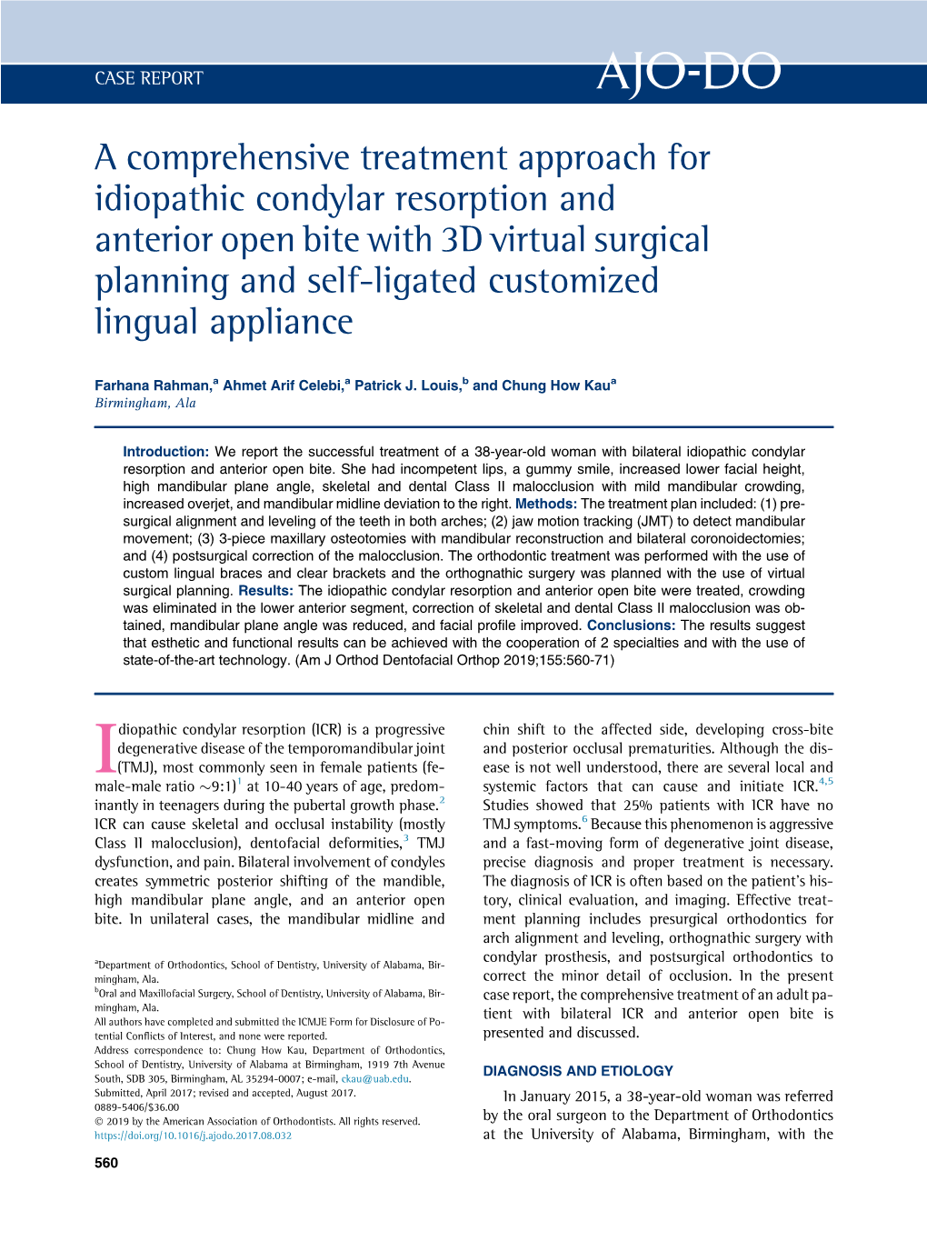 A Comprehensive Treatment Approach for Idiopathic Condylar Resorption