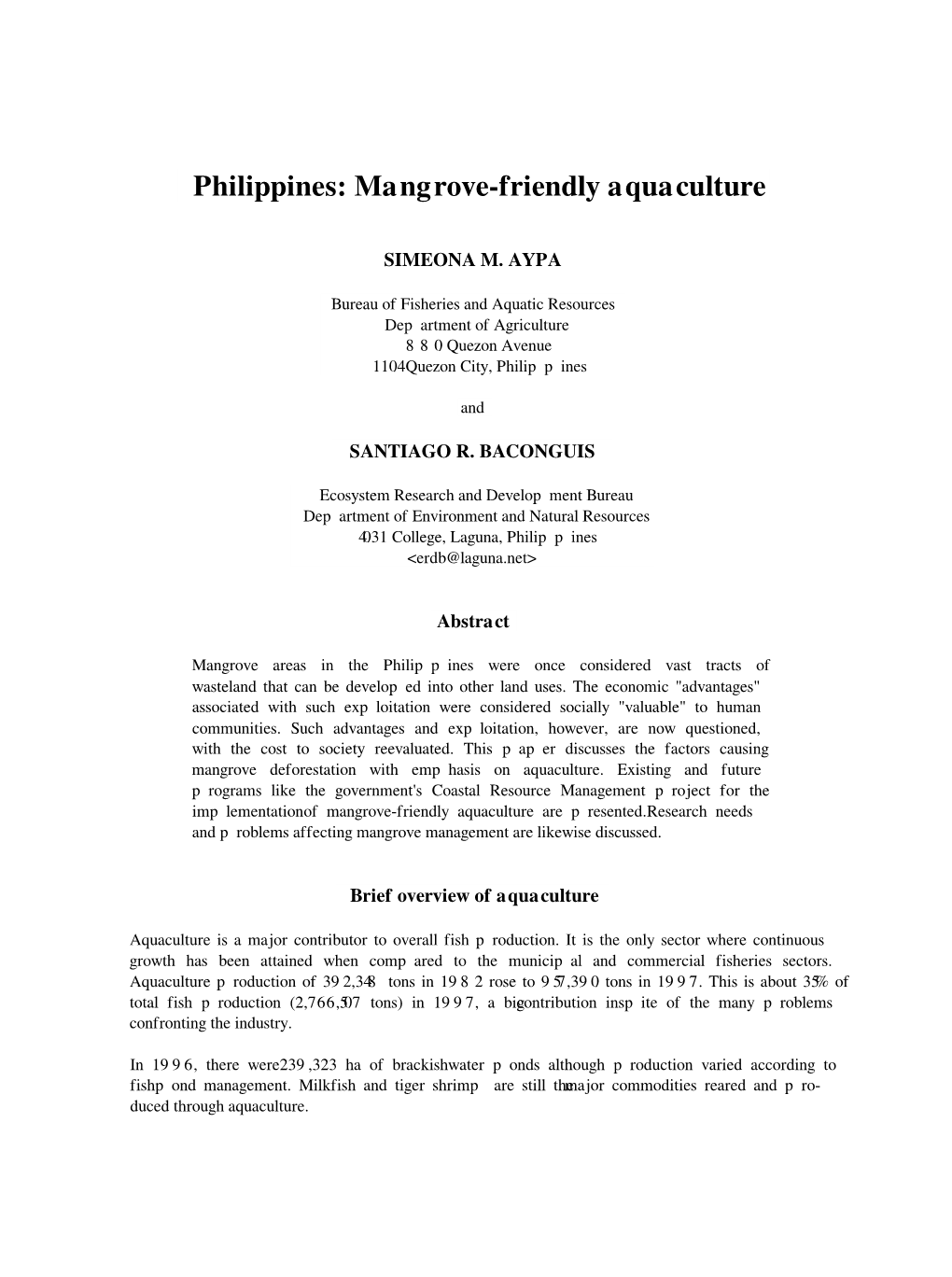 Philippines: Mangrove-Friendly Aquaculture