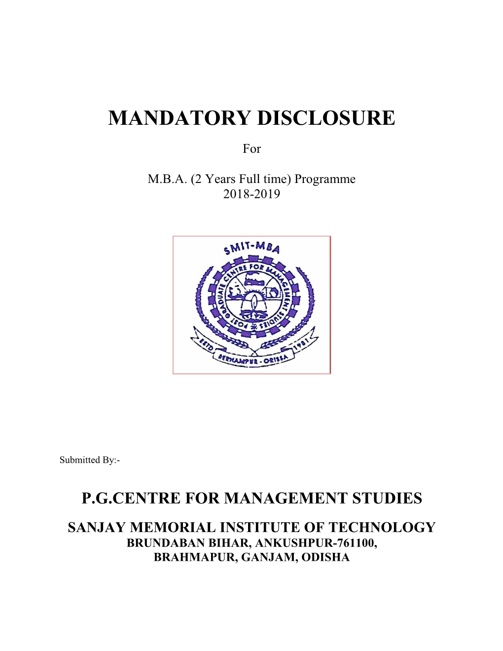 Mandatory Disclosure 2018- 19