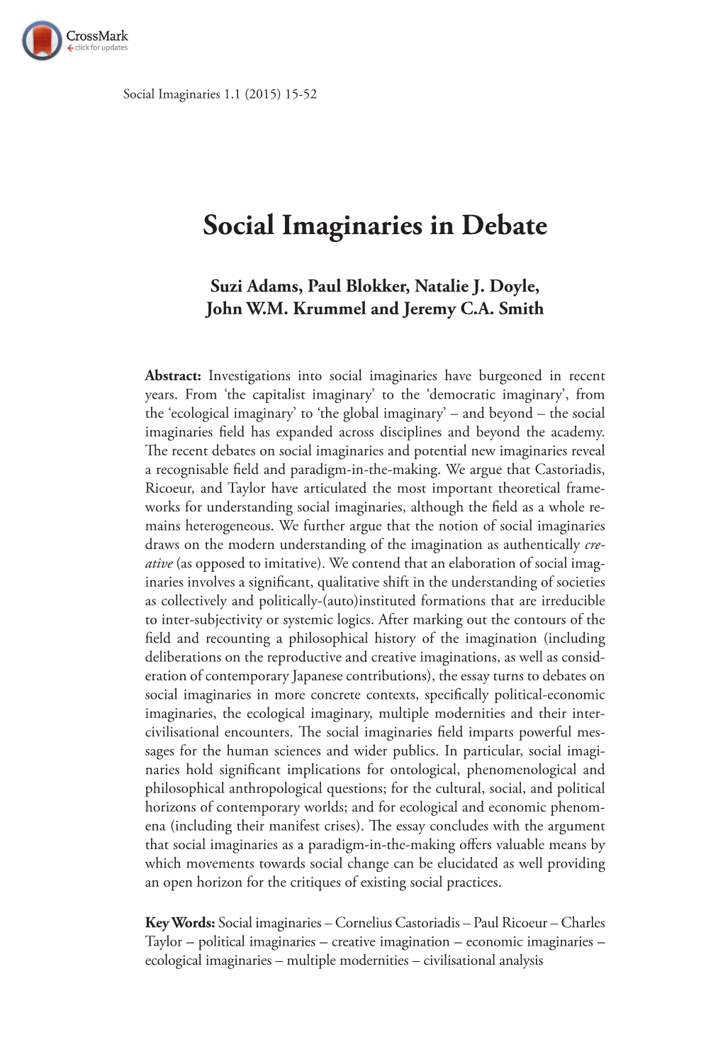 Social Imaginaries in Debate