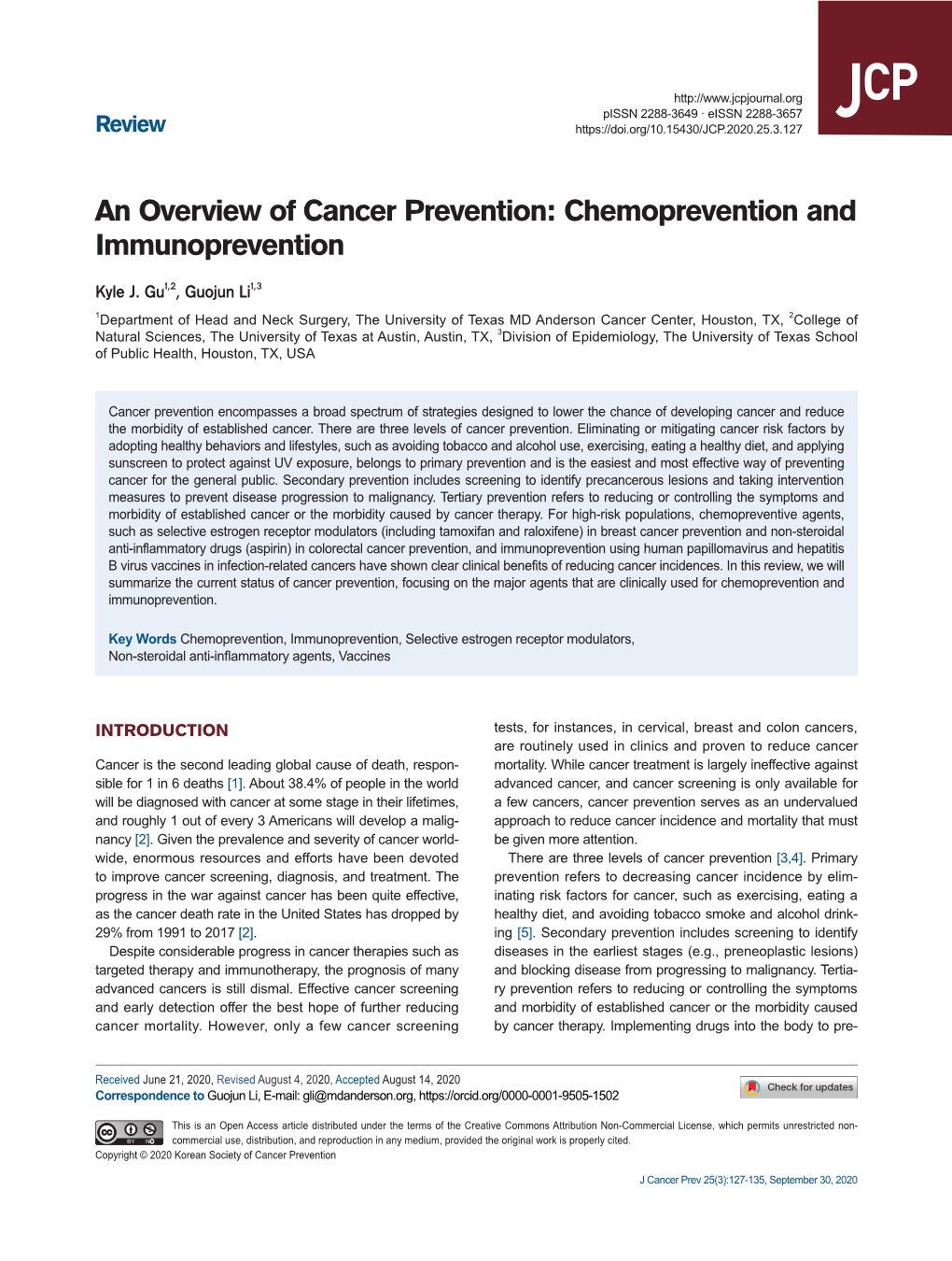 An Overview of Cancer Prevention: Chemoprevention and Immunoprevention