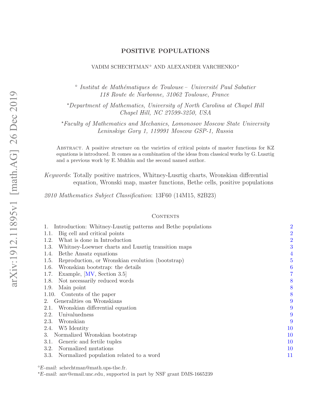 Arxiv:1912.11895V1 [Math.AG]