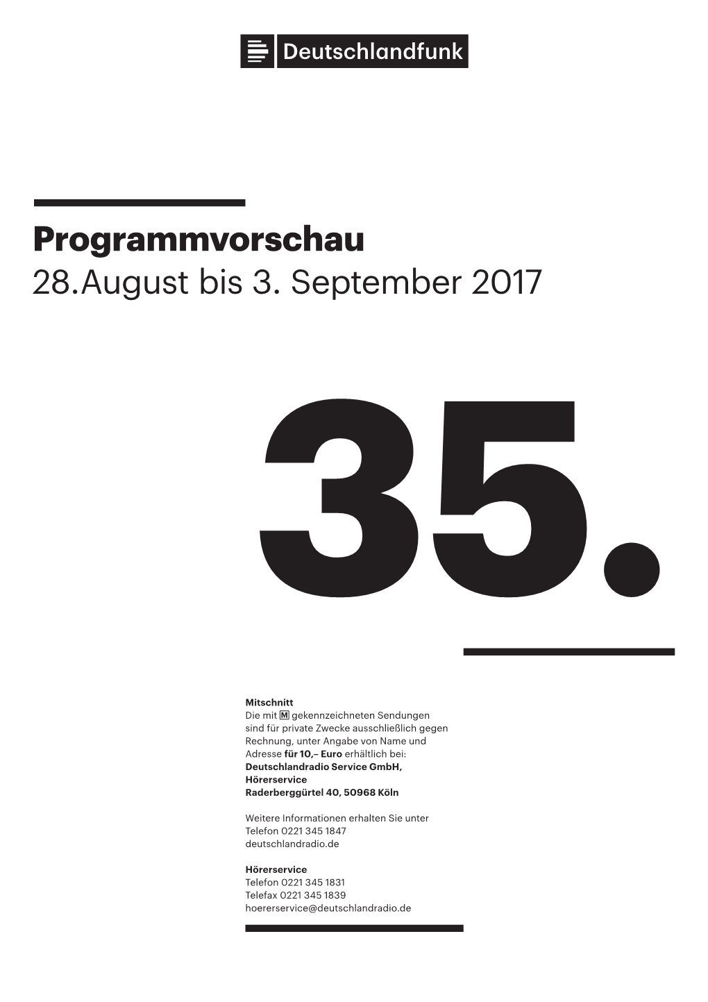 Programmvorschau 28.August Bis 3