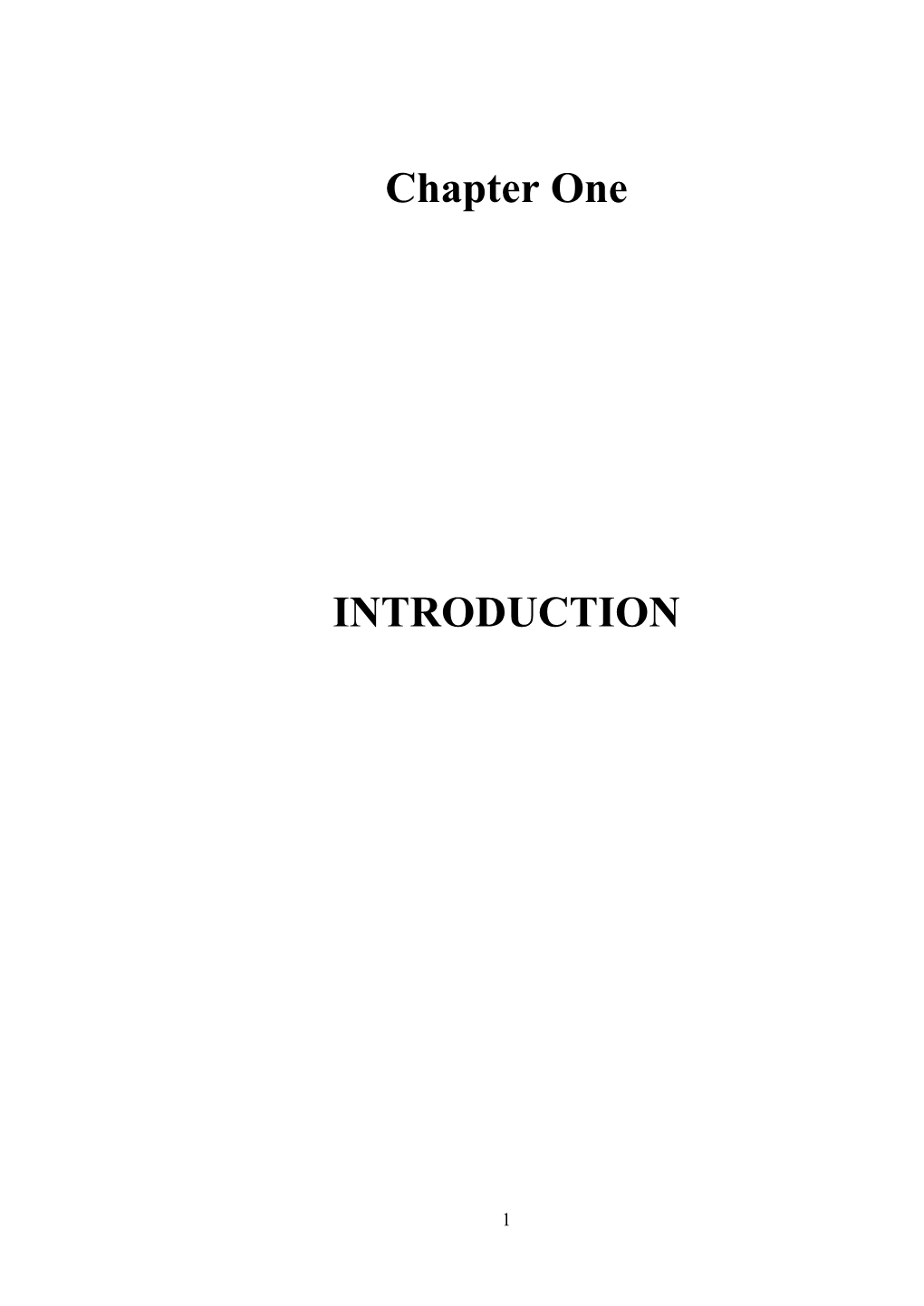 Chapter One INTRODUCTION