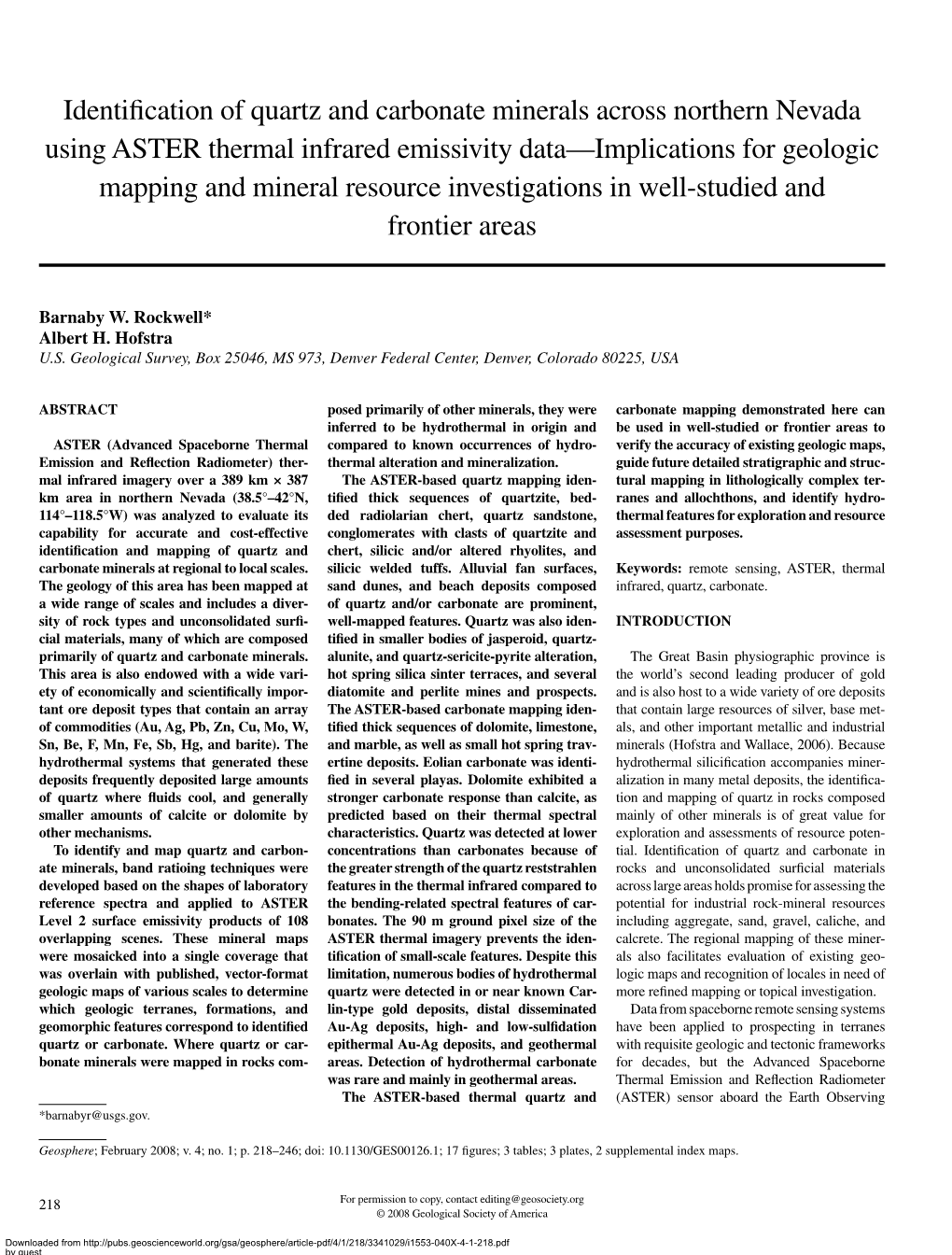 Identification of Quartz and Carbonate Minerals Across Northern Nevada